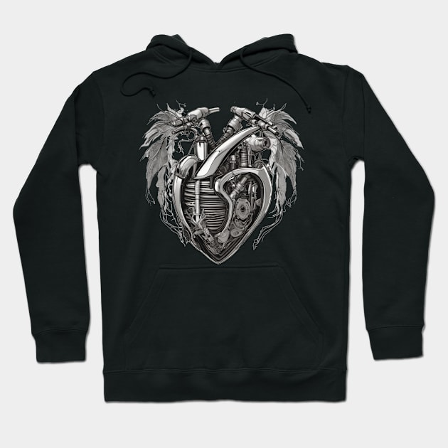 Biker at heart motorbike engine love Hoodie by Edgi